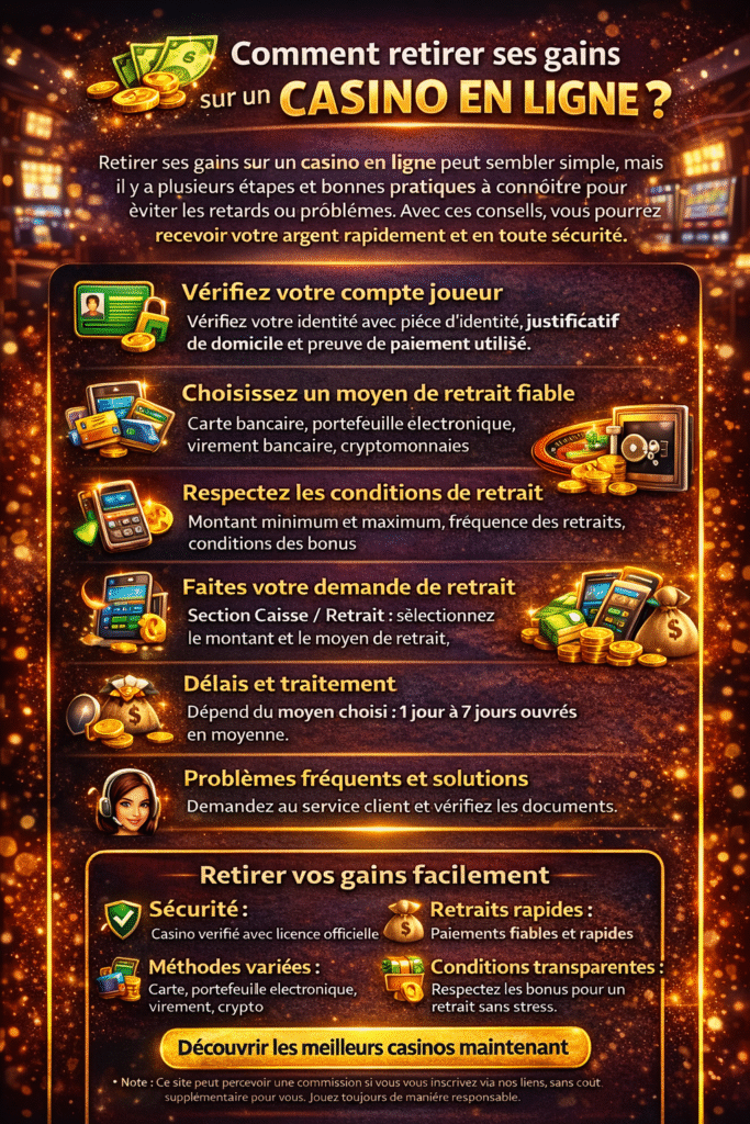 Comment retirer ses gains dans un casino en ligne