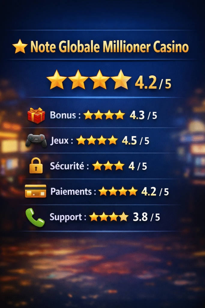 Avis Millioner Casino en ligne