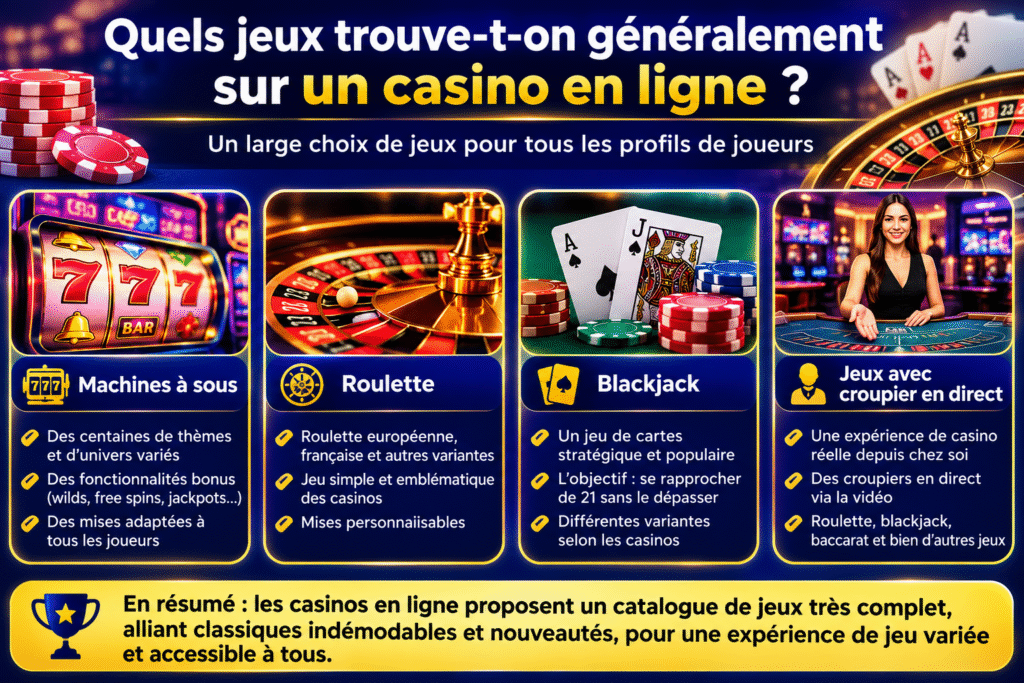 Quels jeux trouve-t-on généralement sur un casino en ligne ?